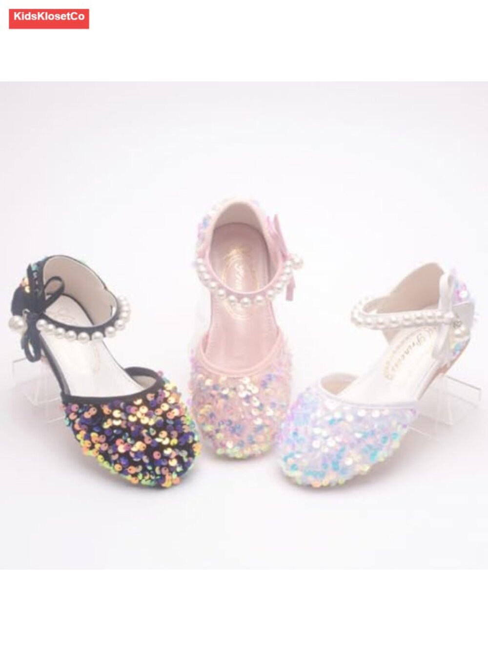 Sparkle Ballet Flats Pearl Strap Princess Dance Shoes Toddler Sequin Mary Jane - Picture 5 of 6
